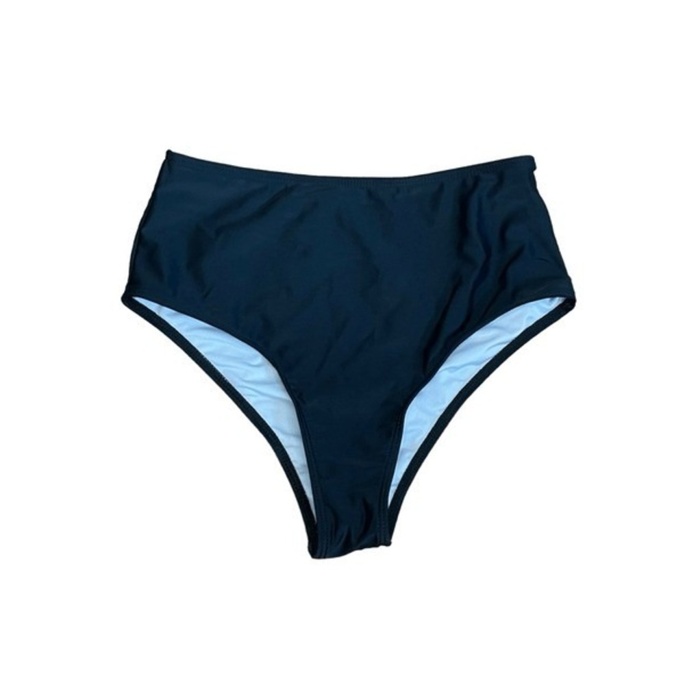 Zaful High Waist Bikini Bottom Black‎ Stretch Knit Swim Coastal Swimsuit S